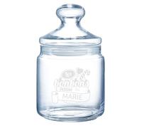 Bocal en verre personnalisé pour conserver les bonbons, gravé avec un prénom