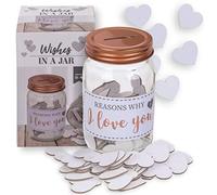Bocal en verre « Reasons why I love you » avec 50 cœurs en carton inscriptibles - env. 12 x 7,5 cm - Bocal à souhaits adorable