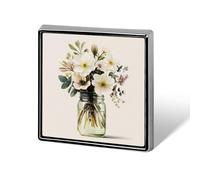 Bocal en verre rempli de fleurs d'hiver élégantes unisexe broches et épingles carrées légères pour vêtements châle chapeau