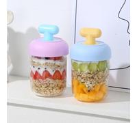 Bocal en verre résistant aux fuites avec couvercle à vis scellé en silicone et cuillère pour le stockage de l'avoine du petit-déjeuner, adapté pour le lait, les céréales, les flocons d'avoine et les