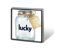 Bocal en verre transparent aquarelle avec étiquette en bois porte-bonheur unisexe broches et épingles carrées légères pour vêtements, châle, chapeau