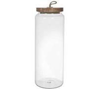 AltoBuy Bocal en Verre Transparent avec Couvercle Acacia H27,5cm / 185cl - Doran