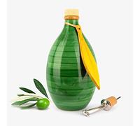 Bocal peint à la main rempli d'huile d'olive vierge toscane extra vierge (fabriquée en Italie) avec feuille peinte à la main