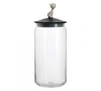 Alessi Ammi22 B Miòjar Pot Aliments Chats en Verre avec Couvercle en Résine Thermoplastique, Noir