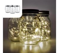 Bocal Solaire Lumiere Fee Lampes Solaires À Suspension Ou À Poser Set 3 Pcs 20 Led`S Blanc Chaud Verre Lanterne Lampe Jardin Exterieur