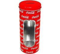 Bocal Tirelire et porte-pailles Coca Cola en étain métal ouvert et réutilisable, couleur rouge 23 x 8,5