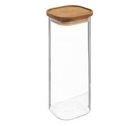 Paris Prix – Bocal en verre Hermet 2L, couvercle acacia, transparent & marron