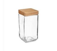 JJA Bocal en verre carré 2 L (22,5x11x11 cm) avec couvercle Pin – Transparent – 167798