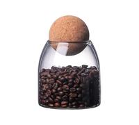 Bocal vide en verre transparent de 500 ml avec couvercle boule en liège naturel, boîte en verre décoratif esthétique pour grains de café, bonbons, sucre, épices, organiseur élégant pour comptoir de