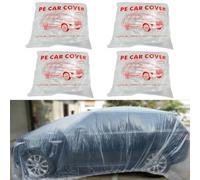 Bocarmo Lot de 4 Housses de Voiture jetables en Plastique Transparent pour Voiture, Protection Contre la Pluie, la poussière, Le Garage avec Bande élastique, Taille M (5,7 x 7,6 m)