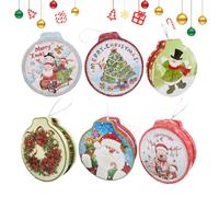 Bocaux à biscuits de Noël, 6 récipients vides avec couvercles, bocaux en métal, pour les vacances de Noël, la pâtisserie, le mariage, la fête, le chocolat, les bonbons