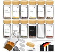 Bocaux à épices - MIORKLY - Lot de 12 (120 ml) - Couvercles bambou hermétiques - Verre sans BPA - 100 étiquettes inclus