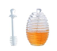 bocaux à miel en verre avec couvercle et louche, pot à miel durable en forme de ruche miel, sirop miel, récipient en verre miel pour cuisine maison pour