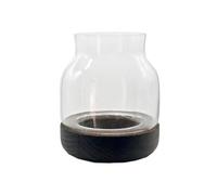 Bocaux à Poissons Petit Aquarium Rond créatif en Verre, Bouteille écologique Japonaise, Bouteille en Verre Micro-Paysage de Bureau avec Base en Bois Aquarium(Bruin)