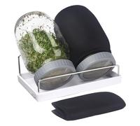 Bocaux de conservation avec - Bocaux en verre anti-fuite | Bocal de germination en acier inoxydable avec étiquettes de bandes, brosse et hermétique en métal, pot de conservation