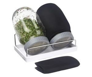 Bocaux de conservation avec - Bocaux en verre anti-fuite | Bocal de germination en acier inoxydable avec étiquettes de bandes, brosse et hermétique en métal, pot de conservation