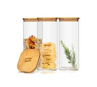 Bocaux de conservation - set de 3 - en verre - 1500 ml - couvercle en bambou