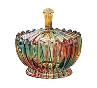 Bocaux de rangement en verre avec couvercle - Bocal décoratif en verre pour bonbons, bijoux, cotons-tiges, cure-dents, fil dentaire, organisateur de salle de bain, design citrouille (verre irisé)