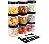 Bocaux En Plastique 9 Pcs, Bocal De Stockage, Réservoir De Stockage En Plastique Pour Aliments Secs Et Slime, Sans Bpa, Réservoir En Plastique De Stockage D'Artisanat(250Ml Couverture Noire)