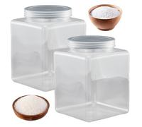 Bocaux en plastique avec couvercles, 2 pcs de pots sucrés transparents, 5, 5x5, 5x8, 4 pouce de distributeur sucré carré pour collations, nourriture sèche, biscuits, bonbons, décor Noël