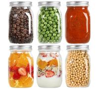 Bocaux en Verre, LIMILI Lot de 6 Bocal en Verre avec Couvercle 500ml, Pots hermétiques en Verre pour la Conservation, Bocaux Rangement Cuisine pour epices, yaourt, salade, miel, meal prep, fruit sec