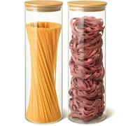 Bocaux en Verre pour Pates - Hermetique avec Couvercle - Lavable en Machine - Bocal en Verre et Bambou