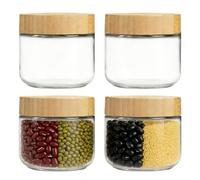 Bocaux En Verre - Préparation De Repas De 3 Pouces | Couvercle En Bois - Bidons De Stockage Hermétiques De 10 Oz Pour Les Salades D'avoine Au Yaourt, Les Collations, L'organisation Du Garde-manger Réu