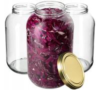 KADAX Bocaux en Verre de 4 L, Bocaux avec Couvercle Hermétique de 100mm pour la Conservation et la Fermentation, Bocaux pour Cornichons (Doré, Lot de 8)