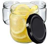 Bocaux KADAX avec couvercle, fi82 mm, 425 ml, 48 pièces, noir