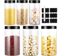 Bocaux Rangement Cuisine, 6Pcs Boite Rangement Cuisine, Bocal 0.5L+1L, Pot Rangement Cuisine, Bocaux Plastique Avec Couvercle, Pot Plastique avec couvercle, Boite Conservation Alimentaire