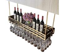 BOCbco Casier À Vin Mural En Acier Inoxydable, Casiers À Vin Montés Au Plafond À Hauteur Réglable, Casiers À Bouteilles de Vin Dorés Suspendus, Supports de Décoration Vintage Pour La Maison/Gold+A/150
