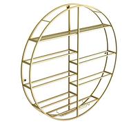 BOCbco Porte-Bouteilles À Vin Mural Rond, Porte-Bouteille de Vin En Métal Avec Porte-Verre, Porte-Bouteille Flottant Pour Accessoires de Bar de Cuisine Doré/Gold/Diameter 90Cm