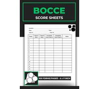 Bocce Score Sheets: Bocce Ball Game Score Record Book | Bocce Match Scorebook & Scoring Log | 100 Forms