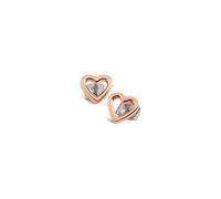 Boccia Boucles d'oreilles en forme de cœur en titane pur poli - Couleur : argent avec détails plaqué or rose - Dimensions : 8 mm - Largeur : 8,5 mm - 05029-03