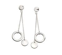 Boccia Boucles d'oreilles en Titane Pur Poli - Couleur : argenté - Doux pour la Peau - Dimensions : 55 x 12 mm - 05042-01