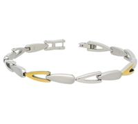 Boccia Bracelet en titane pur poli brillant avec détails plaqués or, couleur argent, dimensions : longueur : 20 cm, largeur : 0,4 cm, 03033-02, Länge: 20 cm, Breite: 0,4 cm, Titane pur, Sans pierre