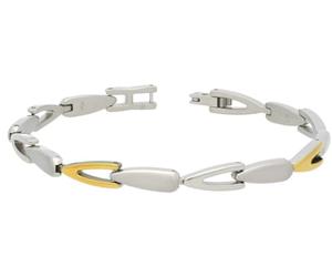 Boccia Bracelet en titane pur poli brillant avec détails plaqués or, couleur argent, dimensions : longueur : 20 cm, largeur : 0,4 cm, 03033-02, Länge: 20 cm, Breite: 0,4 cm, Titane pur, Sans pierre