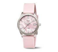 Boccia Titanium 3356-01 Montre pour Femme en Titane 35 mm avec Cadran Rose, Montre à Quartz avec Bracelet en polyuréthane Rose, étanche 10 Bar, légère et hypoallergénique, Sportive et élégante