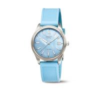 Boccia Titanium 3356-03 Montre pour Femme en Titane 35 mm avec Cadran Bleu, Montre à Quartz avec Bracelet en polyuréthane Bleu, étanche 10 Bar, légère et hypoallergénique, Sportive et élégante