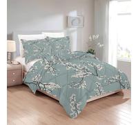 Boceoey Couette 240x260 4 Saison Ancien, Couette Imprimée Branche de Fleur, Couette 2 Personnes Motif Floral, Lavable Couette sans Housse, Edredon Réversible avec 2 Taies d'oreiller G-373