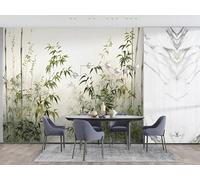 Boceoey Papier Peint Panoramique Bambou Forêt 3D - Motif Jungle Plantes - Décoration Murale pour Salon & Chambre, Intissé Autocollant Papier Mural, 350x256 cm N-772
