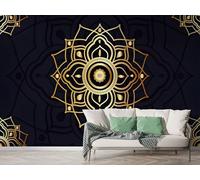 Boceoey Papier Peint Panoramique Bohème Géométrique 3D - Motif Floral Ethnique Style - Décoration Murale pour Salon & Chambre, Intissé Autocollant Papier Mural, 400x280 cm M-877