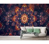 Boceoey Papier Peint Panoramique Bohème Géométrique - Papier Peint Intissé Autocollant - Floral Ethnique Décoration Murale - Adhésif Mural pour Salon Chambre, 400x280 cm - M-805