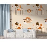 Boceoey Papier Peint Panoramique Bohème Style Ethnique - Papier Peint Intissé Autocollant - Bohémien Minimalist Décoration Murale - Adhésif Mural pour Salon Chambre, 400x280 cm - K-246