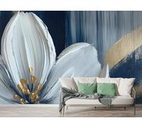 Boceoey Papier Peint Panoramique Floral Géométrique 3D - Motif Abstrait Nordique - Décoration Murale pour Salon & Chambre, Intissé Autocollant Papier Mural, 400x280 cm M-798