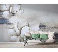 Boceoey Papier Peint Panoramique Floral Géométrique - Papier Peint Intissé Autocollant - Abstrait Encre Peinture Décoration Murale - Adhésif Mural pour Salon Chambre, 400x280 cm - F-280