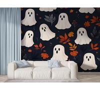 Boceoey Papier Peint Panoramique Halloween Fantôme 3D - Motif Fleur Forêt - Décoration Murale pour Salon & Chambre, Intissé Autocollant Papier Mural, 450x315 cm F-753