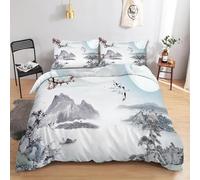 Boceoey Parure de Lit 240 x 260 Japonais Paysage Housse de Couette 2 Personnes Réversible, Housse Couette Imprimée en Microfibre et 2 Taie d'oreiller 65x65 cm avec Fermeture Éclair
