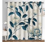 Boceoey Rideaux Occultant Aquarelle, Rideau Isolant Thermique à Oeillets, Fleurs Rideaux et Draperies, Rideau Motif Usine Decoration Salon, Lot de 2 Rideau Chambre 140x220 cm (L x H) V-891