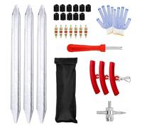 Bocguy 28pcs Demonte Pneu Kit, Démonte Pneu Manuels Outil, Démonte Pneu avec 3 Protections de Jante, Outil de Remplacement des Pneus pour Vélos, Motos, Voitures, Tracteurs